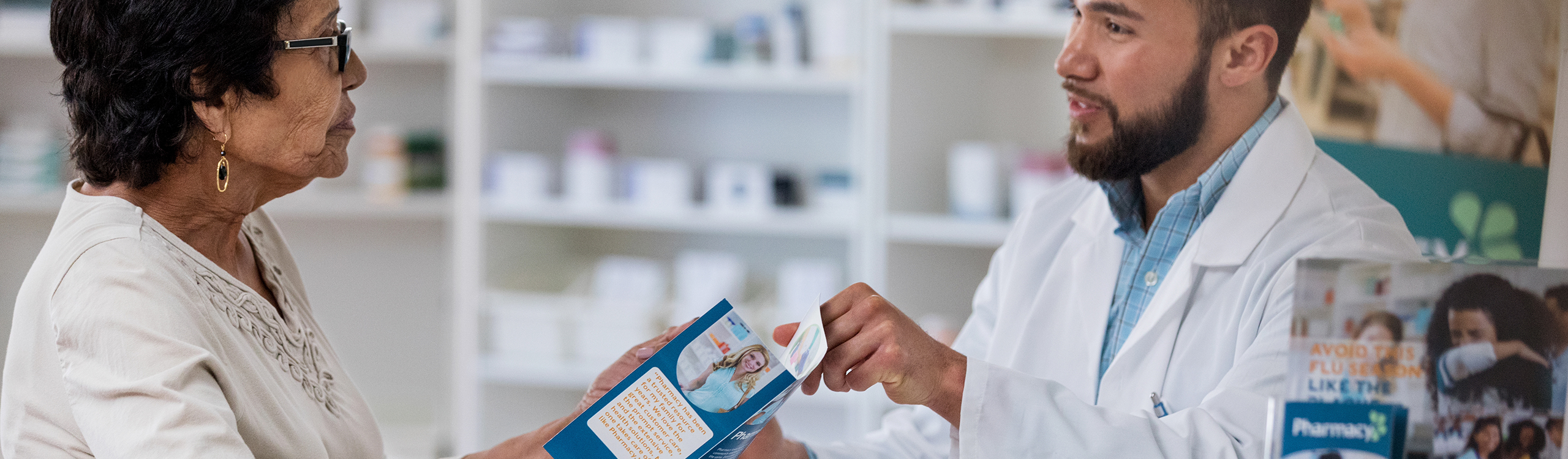 pharmacist helping customer, NJ Save